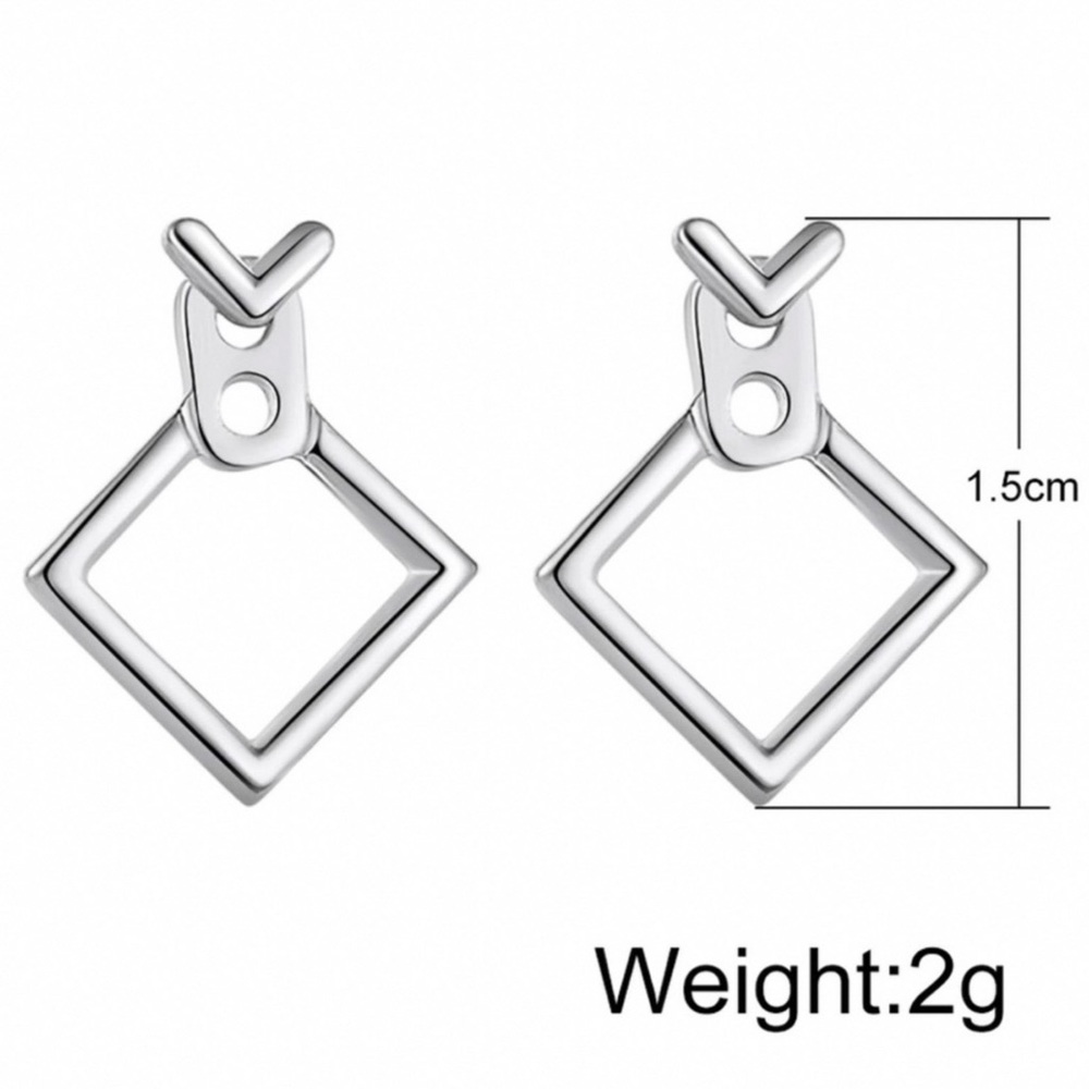 Minimalist Silver Square Studs & Jackets - Picture 5 of 6